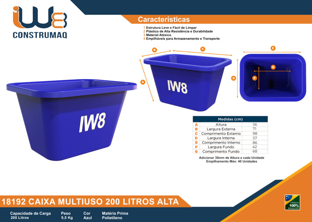18192 Caixa Multiuso 200 Litros Alta