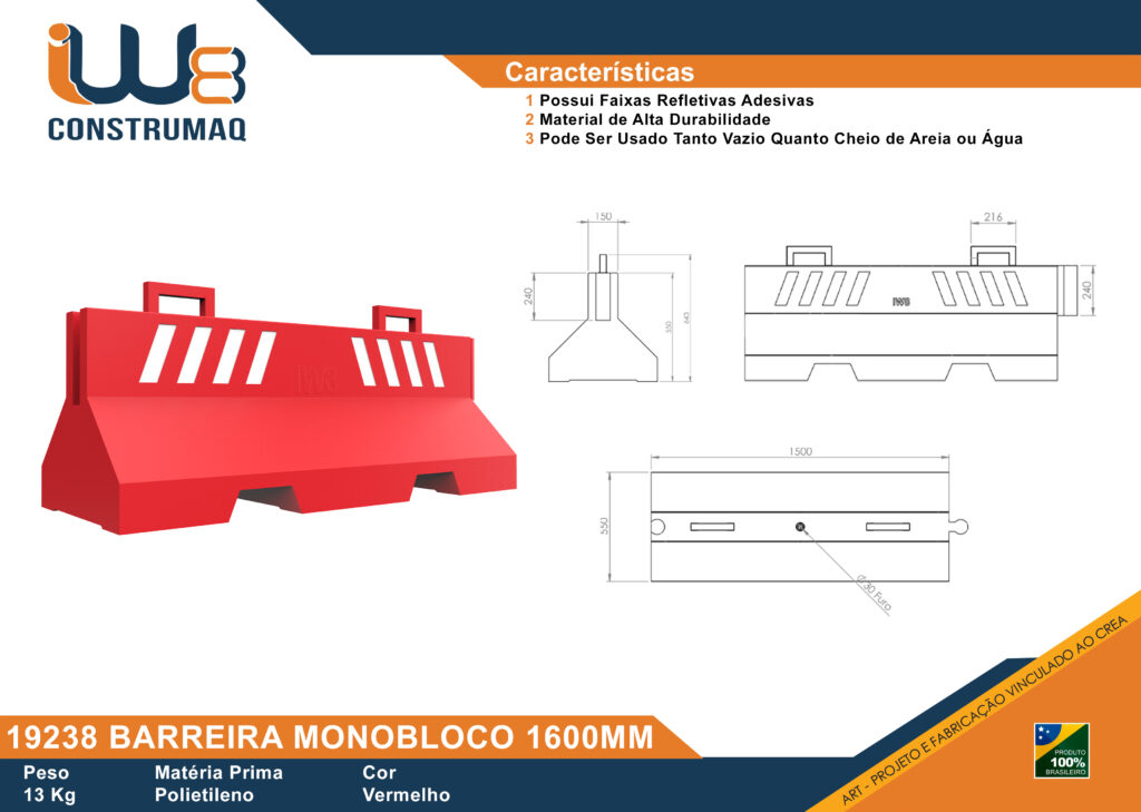 19238 Barreira Monobloco 1600mm